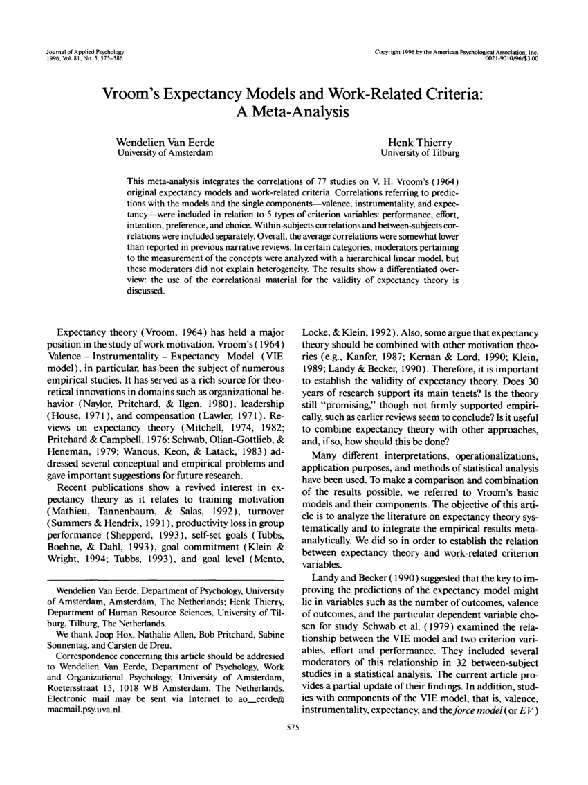 vroom 1964 expectancy theory pdf free